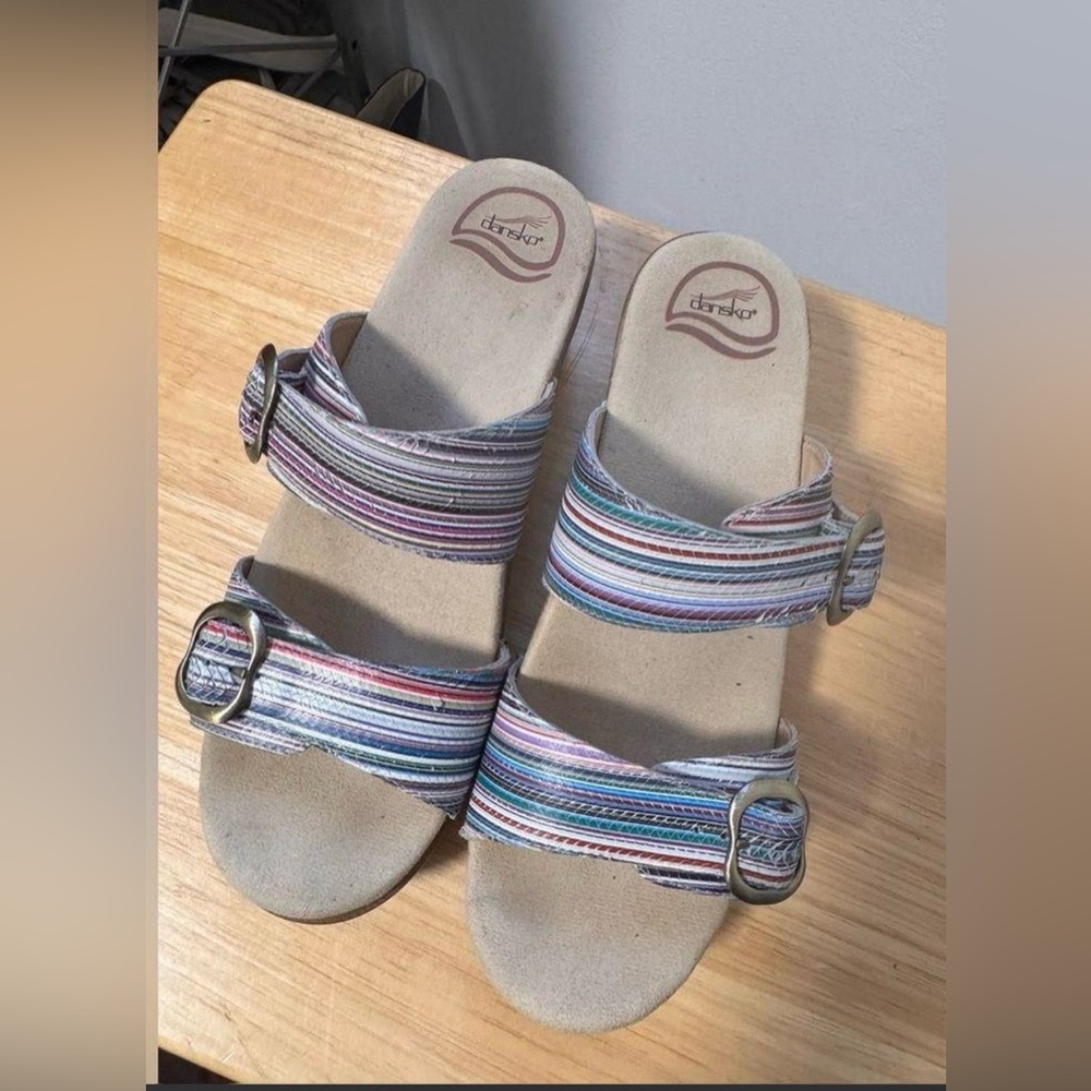 Dansko Multi-Stripe Adjustable Slide Sandals - EU 40 USA 9.5-10